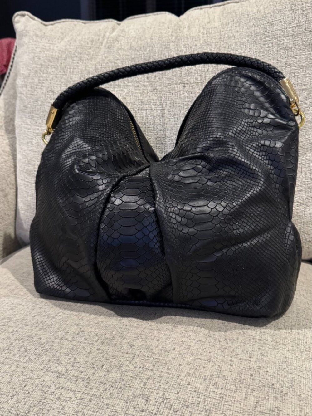 CC Skye Hobo Olivia Bag CC Leather Handle Black Python Gold Purse Handbag CC-303